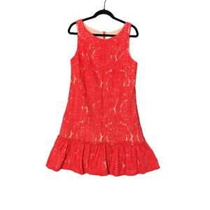 Eliza J Red Lace Drop Waist Sleeveless Knee Length Dress Size 14 Semi Formal
